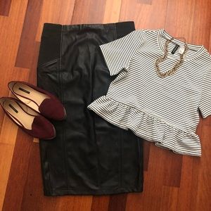 Faux leather pencil skirt